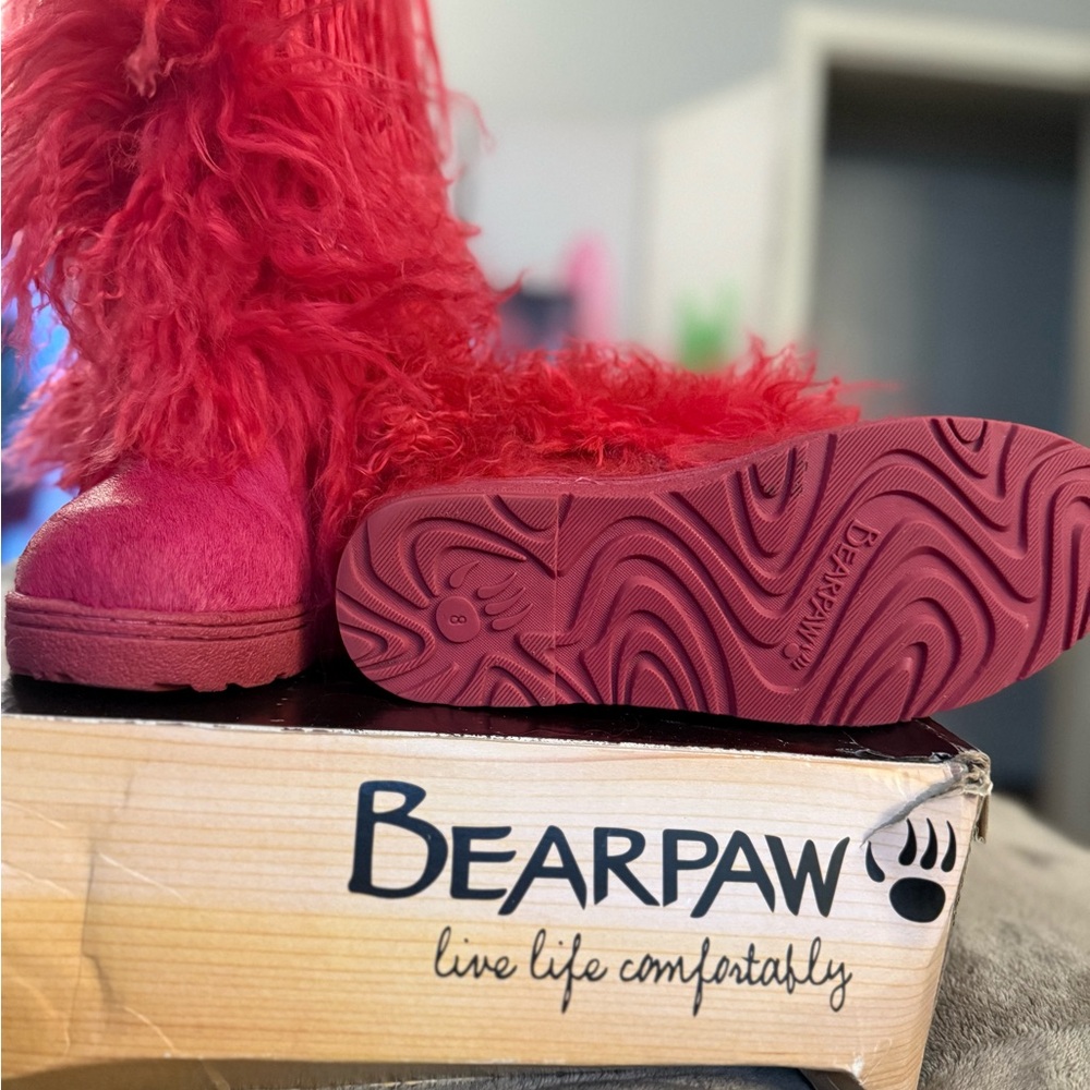 BearPaw Vibrant Pink Furry Boots